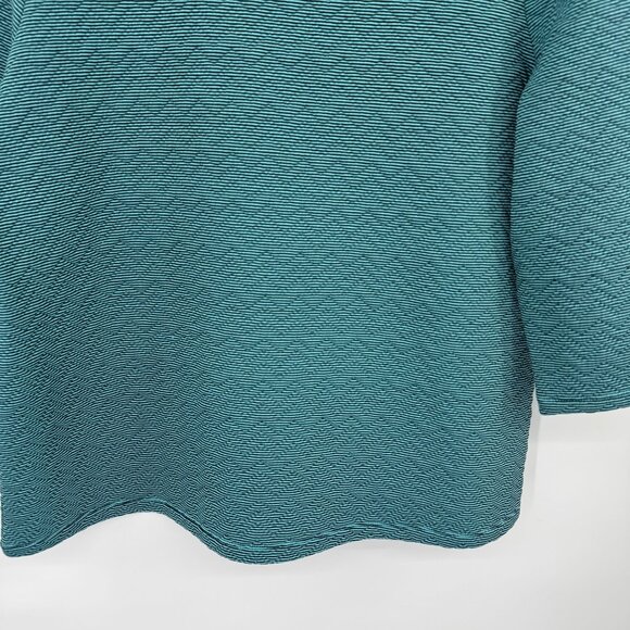 Chicos 2 Weekends Womens Turquoise Textured Knit top shirt Size large 3/4 sleeve - Picture 4 of 10